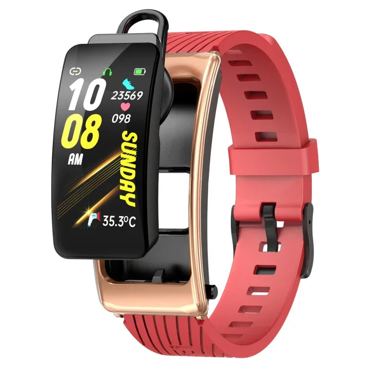 K20 Dây silicone 1.14 inch Đồng hồ thông minh có tai nghe tháo rời Chống nước Life Hỗ trợ gọi Bluetooth, Dây silicone (Đen Hồng Vàng)