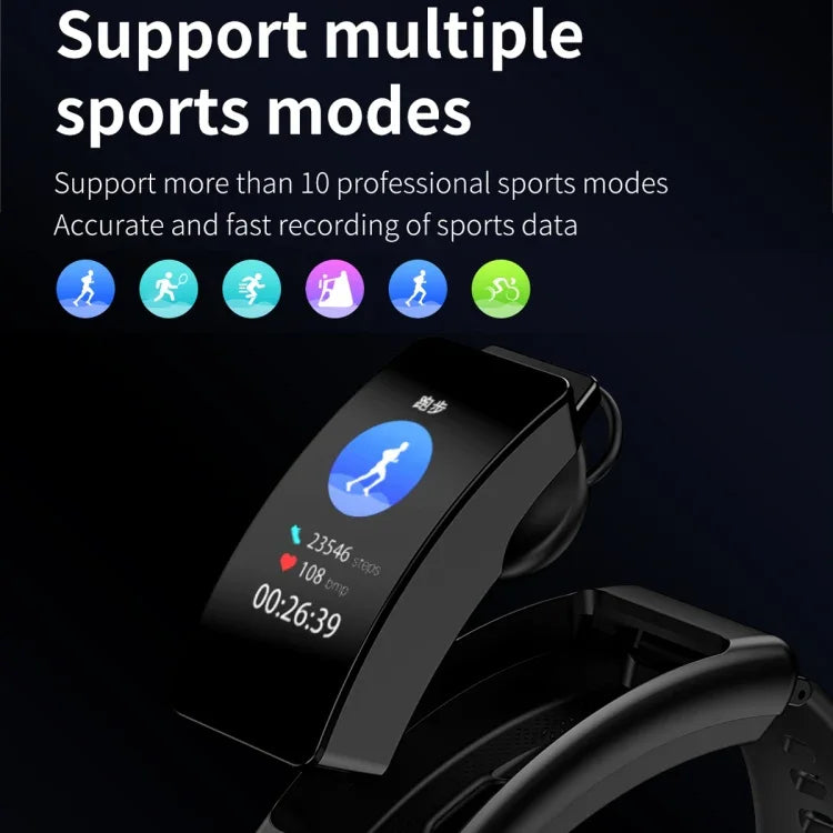 K50 Dây thép 1.08 inch Đồng hồ thông minh có tai nghe tháo rời Chống nước IP67 Hỗ trợ gọi Bluetooth, Dây thép (Đen), Dây thép (Vàng), Dây thép