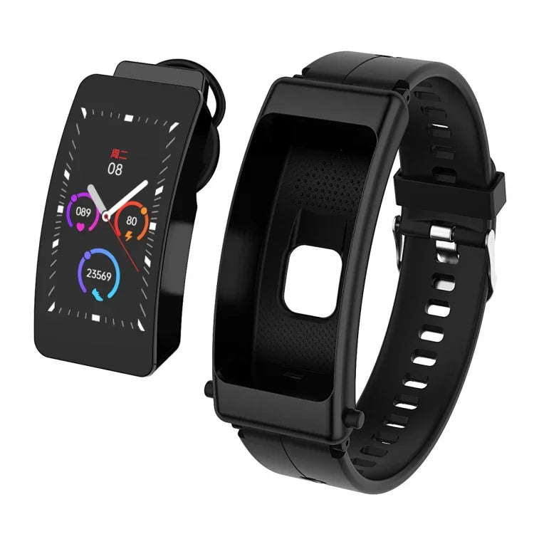 K50 Dây silicone 1.08 inch Đồng hồ thông minh có tai nghe tháo rời Chống nước IP67 Hỗ trợ gọi Bluetooth, Dây silicone (Đen), Dây silicone (Đen Bạc)