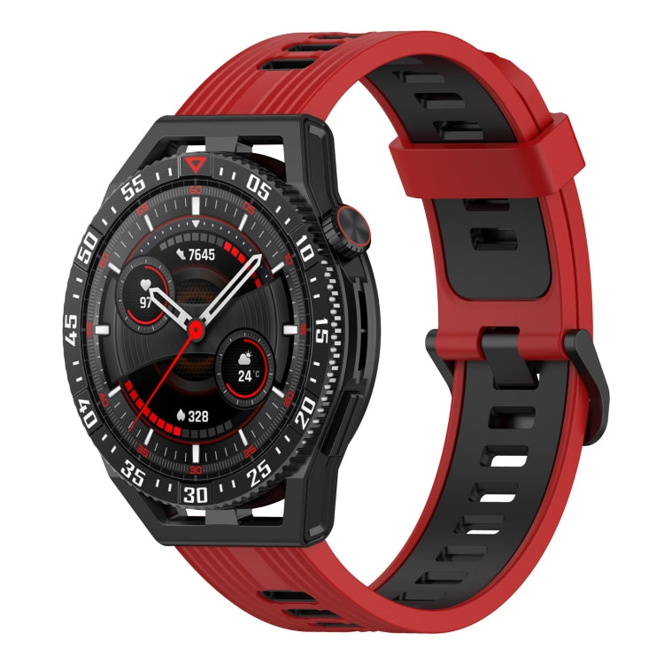 22mm Two-color Stripe Silicone Watch Band, For Huawei Watch GT 3 SE