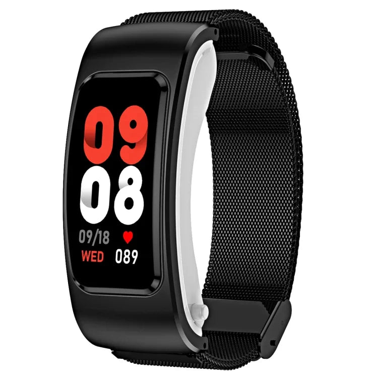 K60 Dây thép 1.08 inch Đồng hồ thông minh có tai nghe tháo rời Chống nước Life Hỗ trợ gọi Bluetooth, Dây thép (Đen)