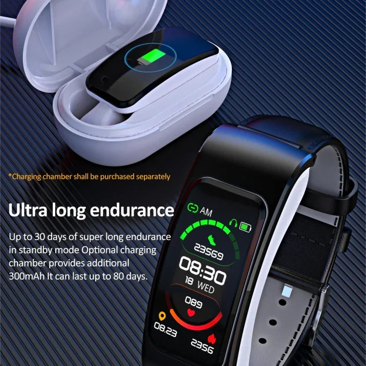 K60 Dây da 1.08 inch Đồng hồ thông minh có tai nghe tháo rời Chống nước Life Hỗ trợ gọi Bluetooth, Dây da (Đen Bạc), Dây da (Nâu), Dây da (Đen), Dây da (Nâu Bạc)