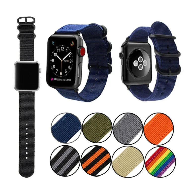 Dây đồng hồ vải bố khóa đen, Dành cho Apple Watch Series 8&7 41mm, Dành cho Apple Watch Series 8&7 45mm