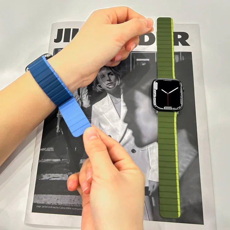 Smart Magnetic Silicone Watch Band, For Apple Watch Series 8&7 41mm, For Apple Watch Series 8&7 45mm