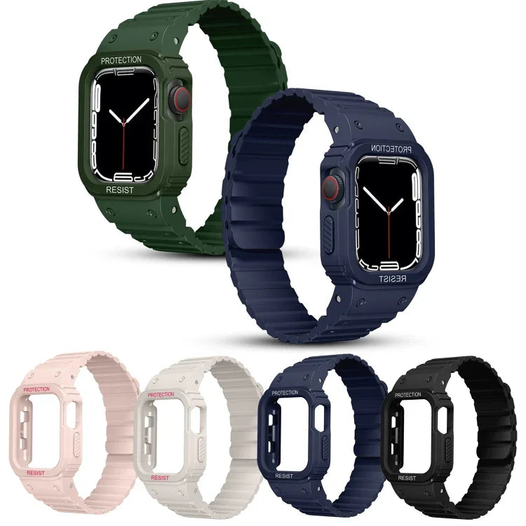 Dây đồng hồ khung tích hợp silicone, Dành cho Apple Watch Series 8&7 41mm / SE 2&6&SE&5&4 40mm, Dành cho Apple Watch Ultra 49mm, Dành cho Apple Watch Series 8&7 45mm / SE 2&6&SE&5&4 44mm