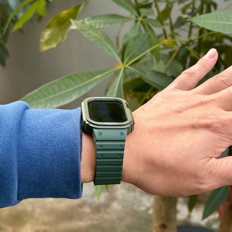 Dây đồng hồ khung tích hợp silicone, Dành cho Apple Watch Series 8&7 41mm / SE 2&6&SE&5&4 40mm, Dành cho Apple Watch Ultra 49mm, Dành cho Apple Watch Series 8&7 45mm / SE 2&6&SE&5&4 44mm