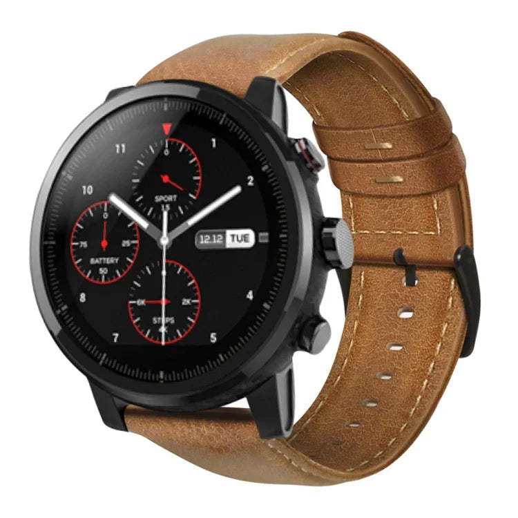 Dây đồng hồ da thật sáp dầu, dành cho Amazfit GTR 47mm / Pace / Stratos, Amazfit 2 Stratos, Ticwatch Pro / E2 / S2, Pebble Gen 1, Pebble Time