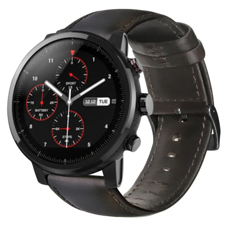 Dây đồng hồ da thật sáp dầu, dành cho Amazfit GTR 47mm / Pace / Stratos, Amazfit 2 Stratos, Ticwatch Pro / E2 / S2, Pebble Gen 1, Pebble Time