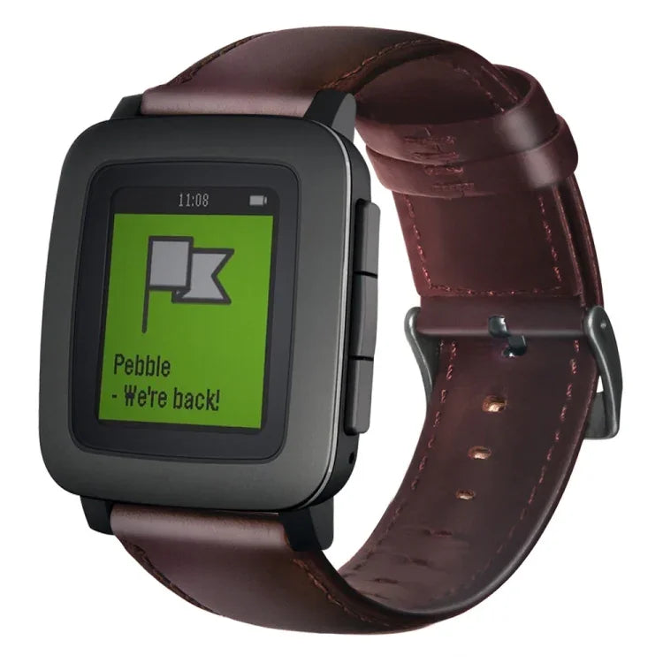 Dây đồng hồ da thật sáp dầu, dành cho Amazfit GTR 47mm / Pace / Stratos, Amazfit 2 Stratos, Ticwatch Pro / E2 / S2, Pebble Gen 1, Pebble Time