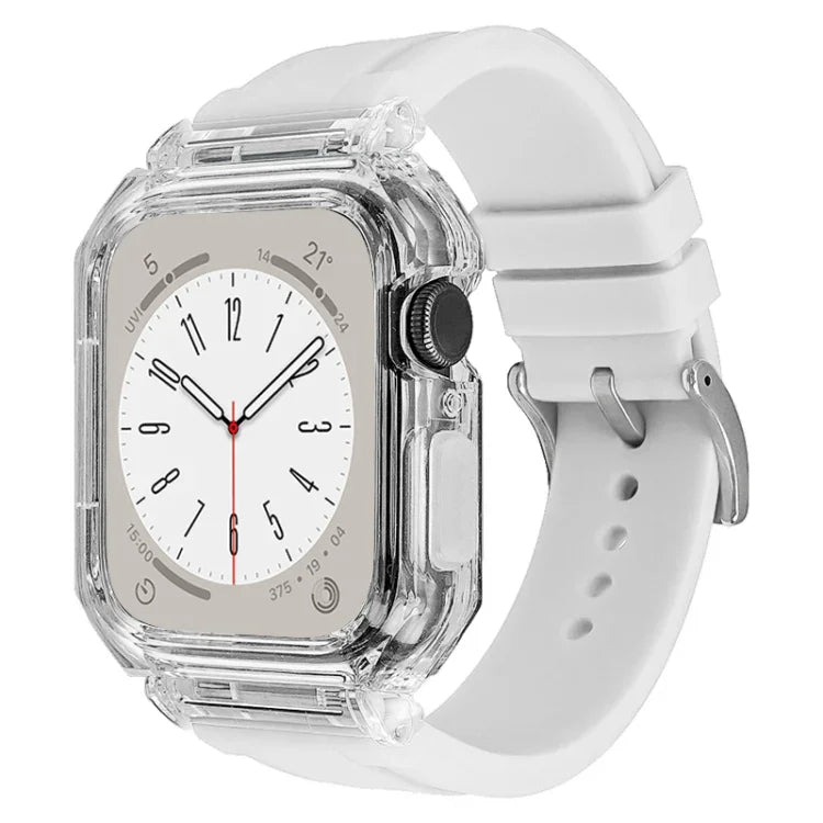 Dây đồng hồ silicone vỏ polycarbonate trong suốt, Dành cho Apple Watch Series 8&7 45mm