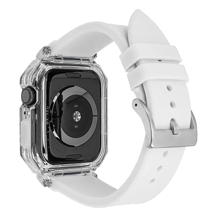 Dây đồng hồ silicone vỏ polycarbonate trong suốt, Dành cho Apple Watch Series 8&7 45mm