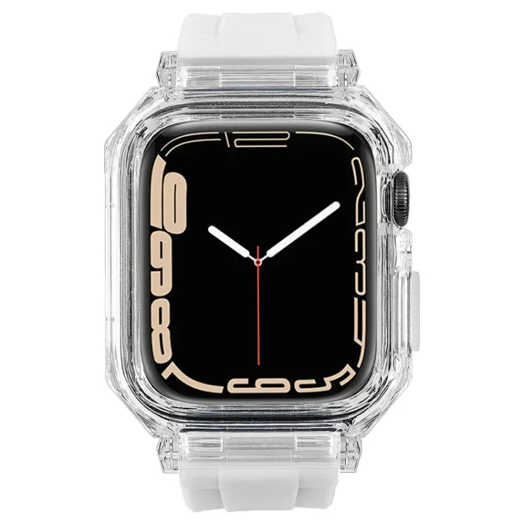 Dây đồng hồ silicone vỏ polycarbonate trong suốt, Dành cho Apple Watch Series 8&7 45mm