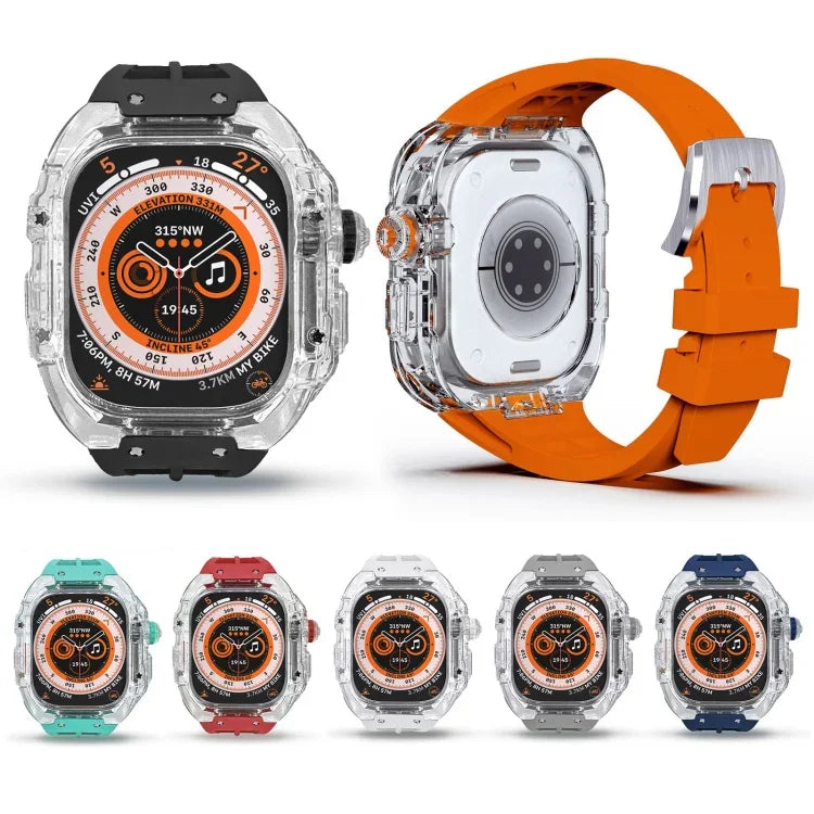 Dây đồng hồ vỏ giáp cao su flo trong suốt, Dành cho Apple Watch Ultra 3 / 2 / 1 49mm
