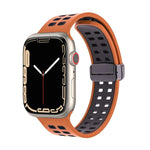 Magnetic Fold Clasp Square Holes Silicone Watch Band, For Apple Watch Series 8&7 45mm, For Apple Watch Series 8&7 41mm