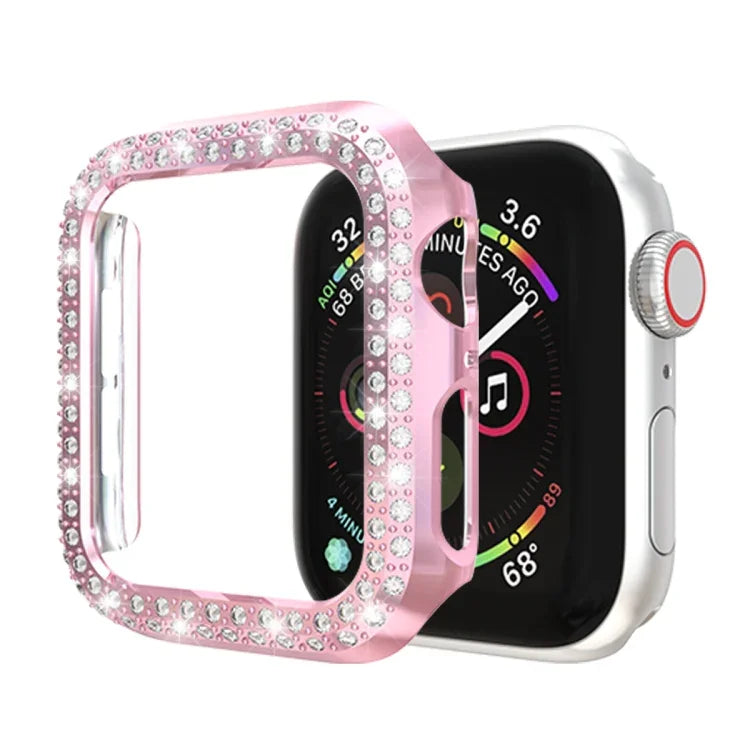 Ốp bảo vệ PC đính kim cương đôi, Dành cho Apple Watch Series 6 / 5 / 4 / SE 2025 / 2023 / 2022 44mm, Dành cho Apple Watch Series 3 & 2 & 1 38mm