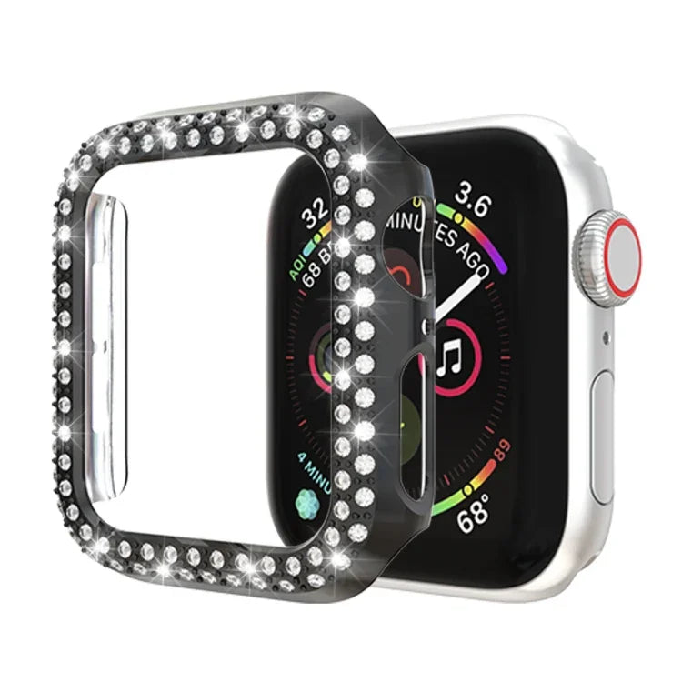 Ốp bảo vệ PC đính kim cương đôi, Dành cho Apple Watch Series 6 / 5 / 4 / SE 2025 / 2023 / 2022 44mm, Dành cho Apple Watch Series 3 & 2 & 1 38mm
