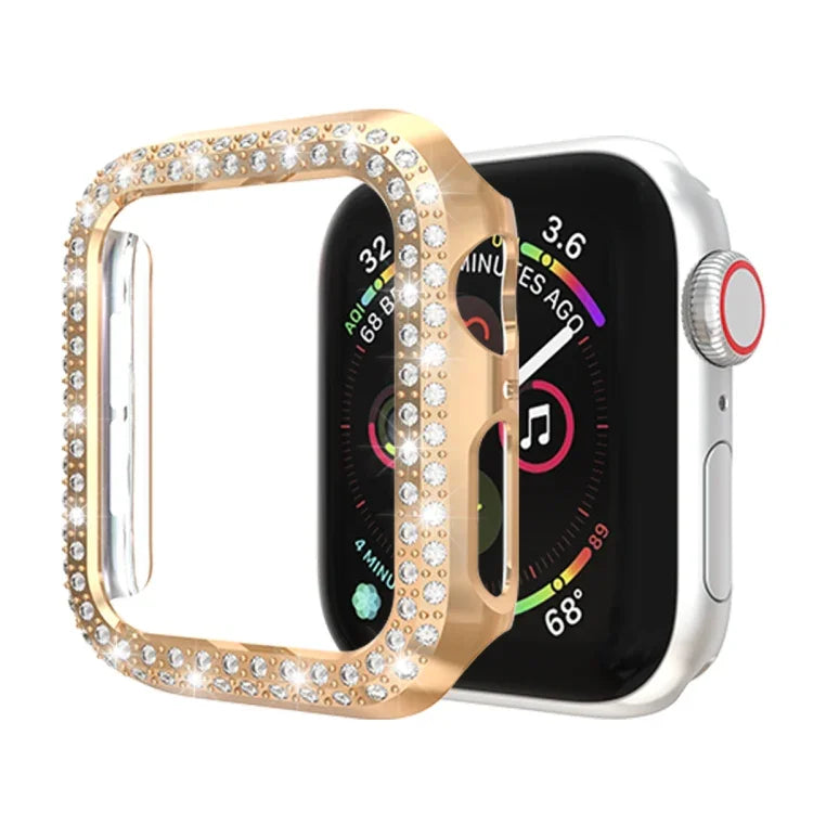 Ốp bảo vệ PC đính kim cương đôi, Dành cho Apple Watch Series 6 / 5 / 4 / SE 2025 / 2023 / 2022 44mm, Dành cho Apple Watch Series 3 & 2 & 1 38mm