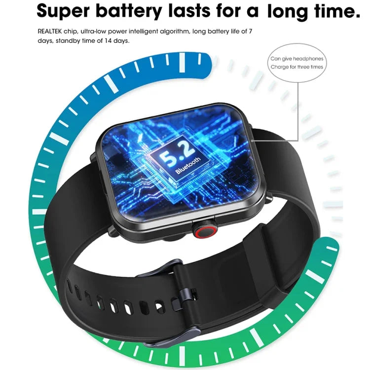 Vòng đeo tay thông minh S6 TWS tai nghe 1.91 inch, hỗ trợ gọi Bluetooth / theo dõi sức khỏe