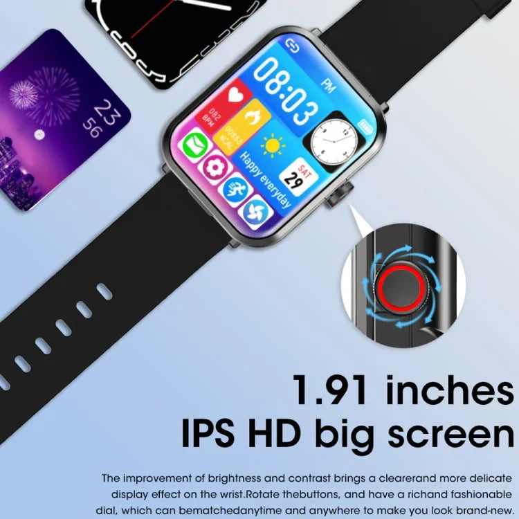 Vòng đeo tay thông minh S6 TWS tai nghe 1.91 inch, hỗ trợ gọi Bluetooth / theo dõi sức khỏe