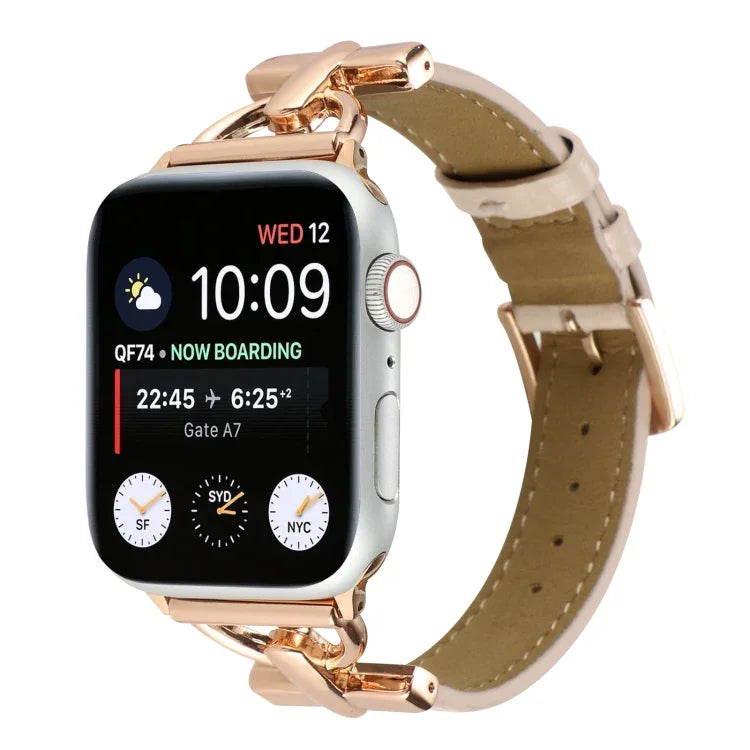 Dây đồng hồ da thật cá sấu khóa D, Dành cho Apple Watch Series 8&7 45mm, Dành cho Apple Watch Series 8&7 41mm