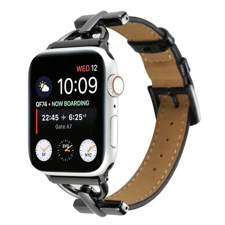 Dây đồng hồ da thật cá sấu khóa D, Dành cho Apple Watch Series 8&7 45mm, Dành cho Apple Watch Series 8&7 41mm