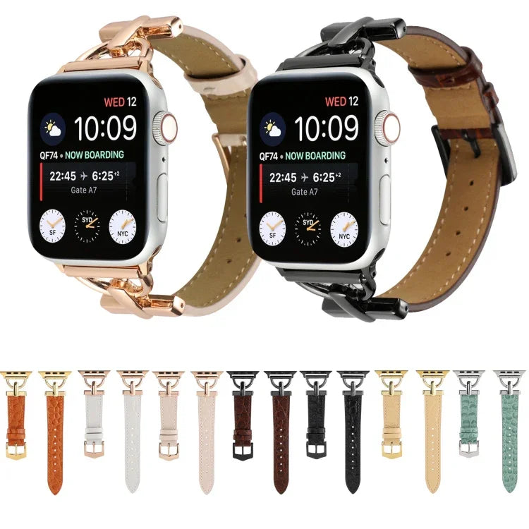 Dây đồng hồ da thật cá sấu khóa D, Dành cho Apple Watch Series 8&7 45mm, Dành cho Apple Watch Series 8&7 41mm