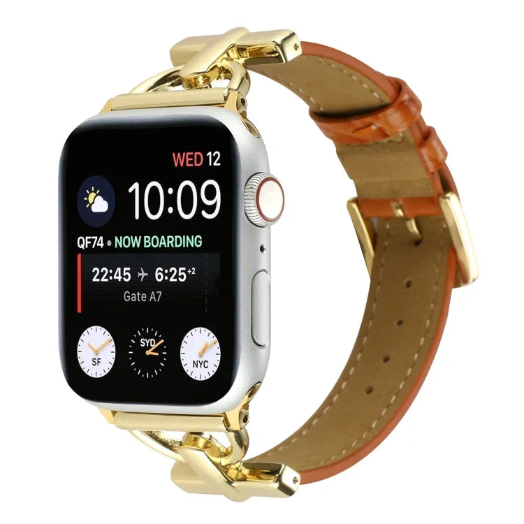 Dây đồng hồ da thật cá sấu khóa D, Dành cho Apple Watch Series 8&7 45mm, Dành cho Apple Watch Series 8&7 41mm