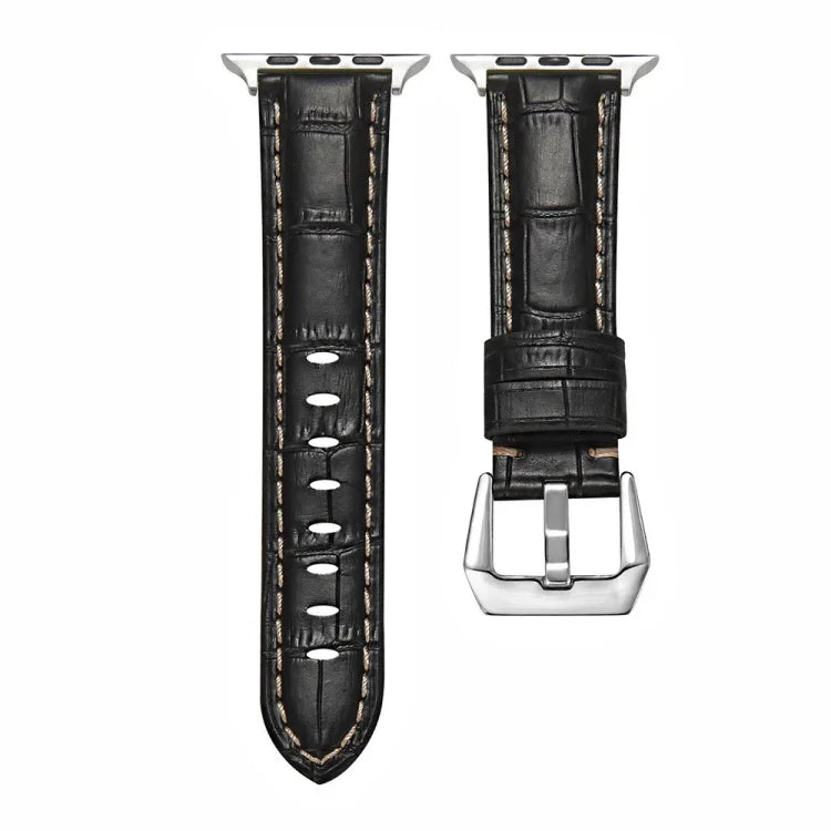 Dây đồng hồ da thật khóa bạc, Dành cho Apple Watch Series 8&7 45mm, Dành cho Apple Watch Series 8&7 41mm