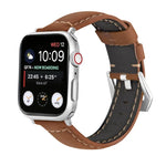 Dây đồng hồ da thật khóa bạc, Dành cho Apple Watch Series 8&7 45mm, Dành cho Apple Watch Series 8&7 41mm