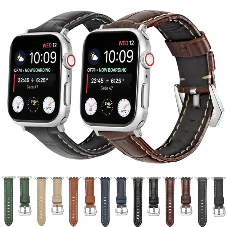 Dây đồng hồ da thật khóa bạc, Dành cho Apple Watch Series 8&7 45mm, Dành cho Apple Watch Series 8&7 41mm