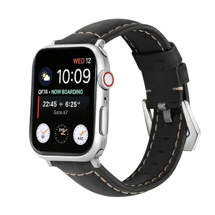 Dây đồng hồ da thật khóa bạc, Dành cho Apple Watch Series 8&7 45mm, Dành cho Apple Watch Series 8&7 41mm