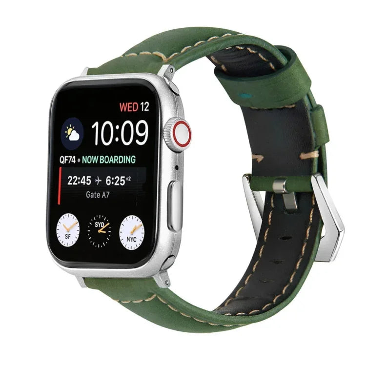 Dây đồng hồ da thật khóa bạc, Dành cho Apple Watch Series 8&7 45mm, Dành cho Apple Watch Series 8&7 41mm