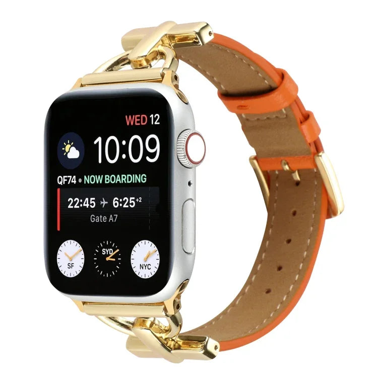 Dây đồng hồ da thật trơn khóa D, Dành cho Apple Watch Series 8&7 45mm, Dành cho Apple Watch Series 8&7 41mm