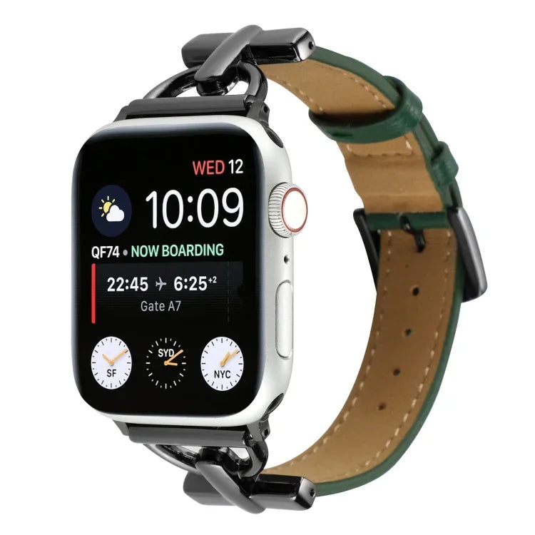 Dây đồng hồ da thật trơn khóa D, Dành cho Apple Watch Series 8&7 45mm, Dành cho Apple Watch Series 8&7 41mm
