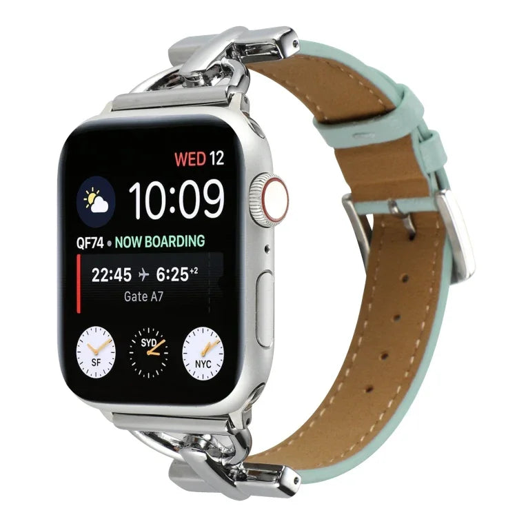 Dây đồng hồ da thật trơn khóa D, Dành cho Apple Watch Series 8&7 45mm, Dành cho Apple Watch Series 8&7 41mm