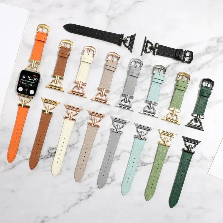 Dây đồng hồ da thật trơn khóa D, Dành cho Apple Watch Series 8&7 45mm, Dành cho Apple Watch Series 8&7 41mm