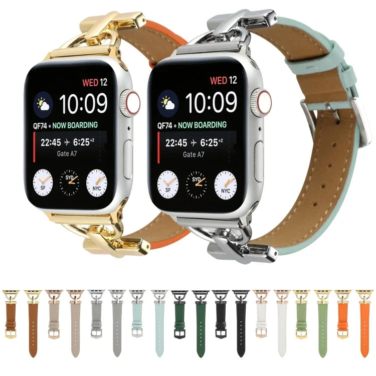 Dây đồng hồ da thật trơn khóa D, Dành cho Apple Watch Series 8&7 45mm, Dành cho Apple Watch Series 8&7 41mm