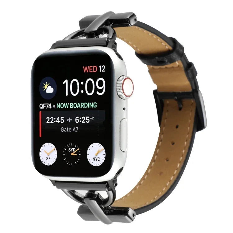 Dây đồng hồ da thật trơn khóa D, Dành cho Apple Watch Series 8&7 45mm, Dành cho Apple Watch Series 8&7 41mm