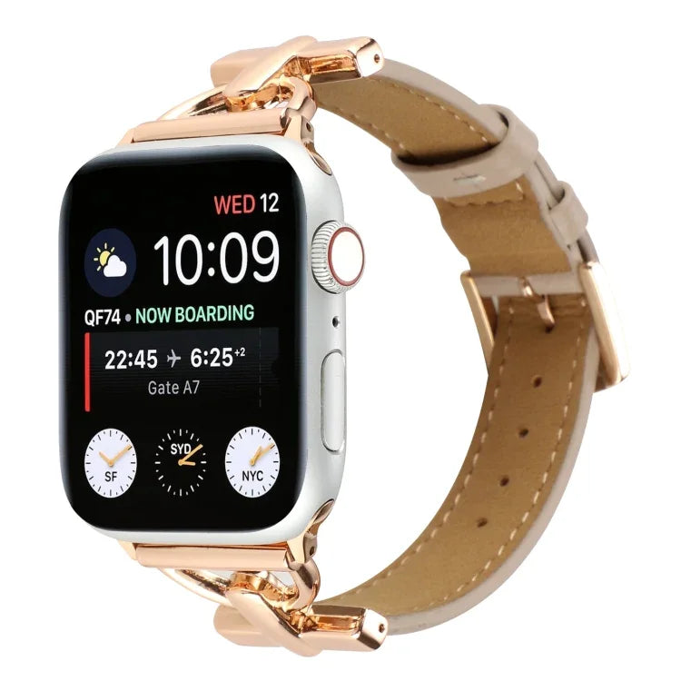 Dây đồng hồ da thật trơn khóa D, Dành cho Apple Watch Series 8&7 45mm, Dành cho Apple Watch Series 8&7 41mm