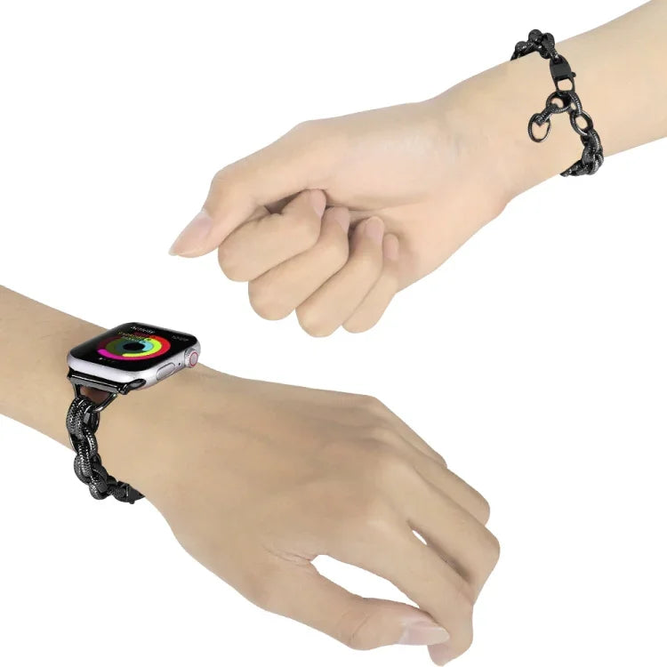 Dây Đồng Hồ Xích Xoắn Sóng Kim Loại, Dành Cho Apple Watch Ultra 49mm / Series 8&7 45mm / SE 2&6&SE&5&4 44mm / 3&2&1 42mm, Dành Cho Apple Watch Series 8&7 41mm / SE 2&6&SE&5&4 40mm / 3&2&1 38mm