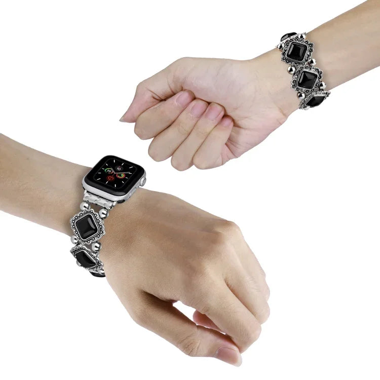 Dây Đồng Hồ Kim Loại Đá Thông Cổ Điển, Dành Cho Apple Watch Ultra 49mm / Series 8&7 45mm / SE 2&6&SE&5&4 44mm / 3&2&1 42mm, Dành Cho Apple Watch Series 8&7 41mm / SE 2&6&SE&5&4 40mm / 3&2&1 38mm