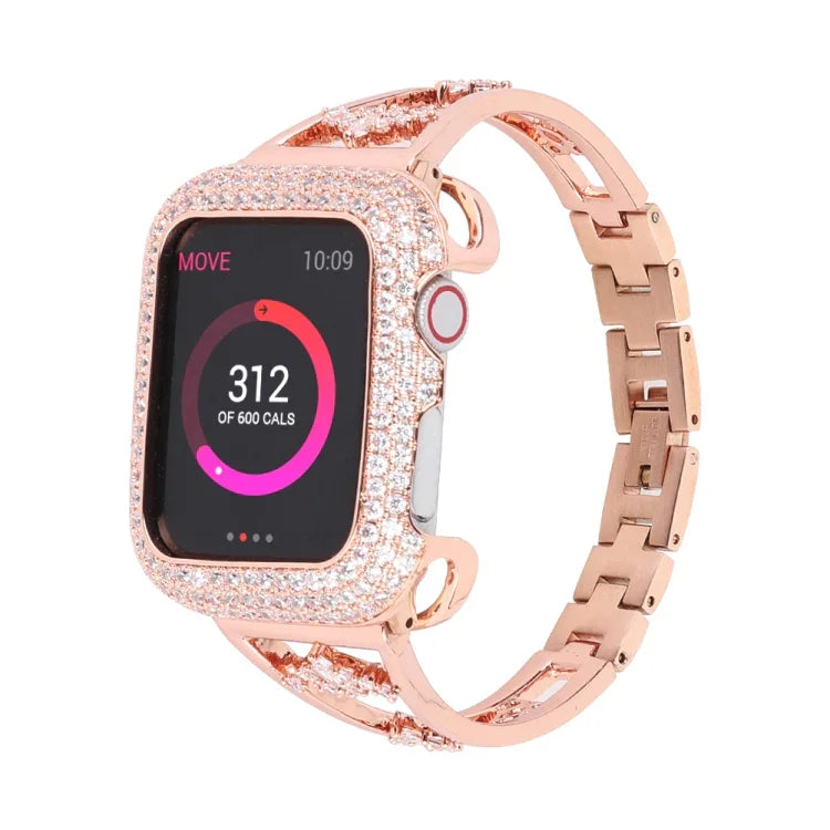 Dây Đồng Hồ Kim Loại Đồng Zircon, Dành Cho Apple Watch Ultra 49mm / Series 8&7 45mm / SE 2&6&SE&5&4 44mm / 3&2&1 42mm, Dành Cho Apple Watch Series 8&7 41mm / SE 2&6&SE&5&4 40mm / 3&2&1 38mm