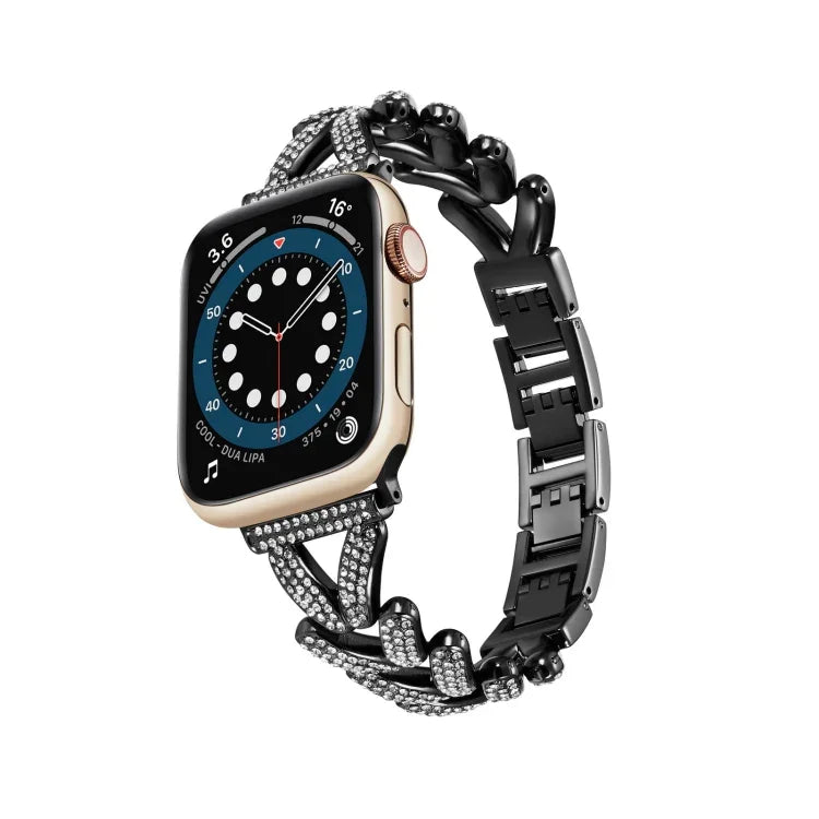 Dây đồng hồ kim loại kim cương tam giác, dành cho Apple Watch Ultra 49mm / Series 8&7 45mm / SE 2&6&SE&5&4 44mm / 3&2&1 42mm, dành cho Apple Watch Series 8&7 41mm / SE 2&6&SE&5&4 40mm / 3&2&1 38mm