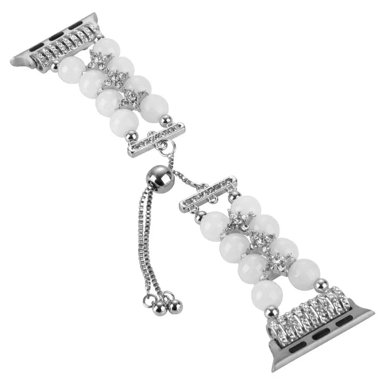 Double Row Beads Telescopic Chain Watch Band, For Apple Watch Ultra 49mm / Series 8&7 45mm / SE 2&6&SE&5&4 44mm / 3&2&1 42mm, For Apple Watch Series 8&7 41mm / SE 2&6&SE&5&4 40mm / 3&2&1 38mm