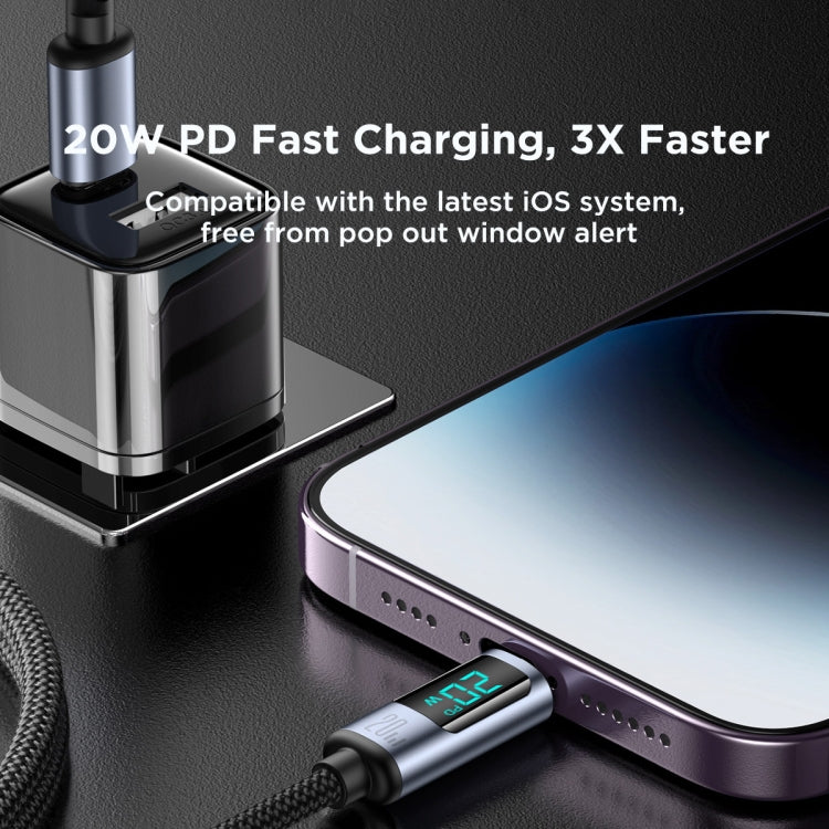 JOYROOM S-CL020A16 Cáp dữ liệu sạc nhanh 20W USB-C / Type-C sang 8 Pin có màn hình kỹ thuật số, Type-C sang 8 Pin