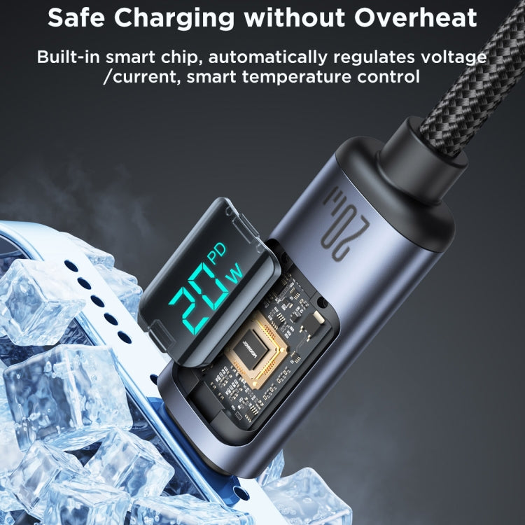 JOYROOM S-CL020A16 Cáp dữ liệu sạc nhanh 20W USB-C / Type-C sang 8 Pin có màn hình kỹ thuật số, Type-C sang 8 Pin