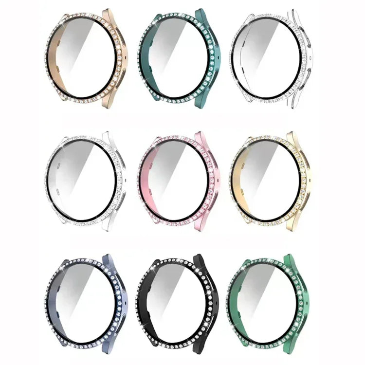 Vỏ đồng hồ PC kim cương hàng đơn + kính cường lực, dành cho Samsung Galaxy Watch5 44mm