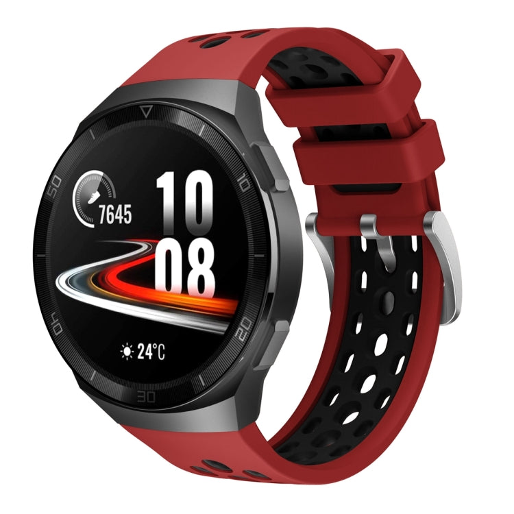 Two Color Round Hole Silicone Watch Band, For Huawei Watch GT 2e