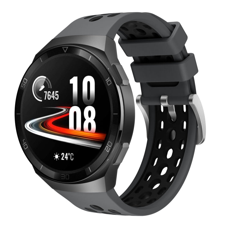 Two Color Round Hole Silicone Watch Band, For Huawei Watch GT 2e