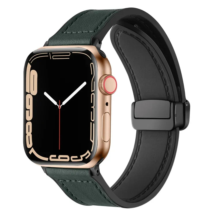 Magnetic Folding Silicone Leather Watch Band, For Apple Watch Series 8&7 41mm